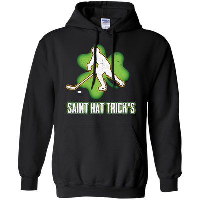 Saint Hat Trick's Hockey Shamrock St Patricks Day-T-Shirt & Hoodie-Pullover Hoodie-Black