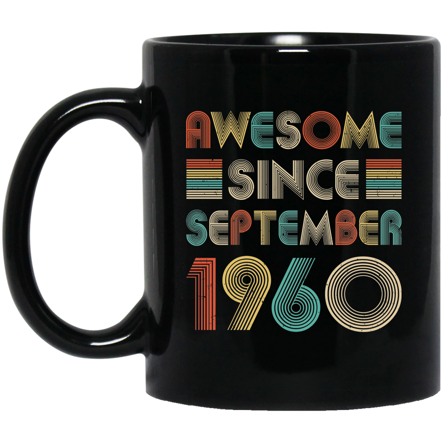 Awesome Since September 1960 Vintage 61th Birthday Gifts Mug-Coffee Mug-BM11OZ 11 oz. Black Mug-Black