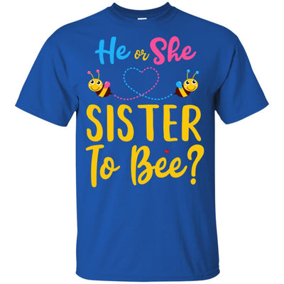 Gender Reveal Pink Or Blue What Will It Bee He Or She Sister Youth-Youth Shirt-Youth T-Shirt-Royal