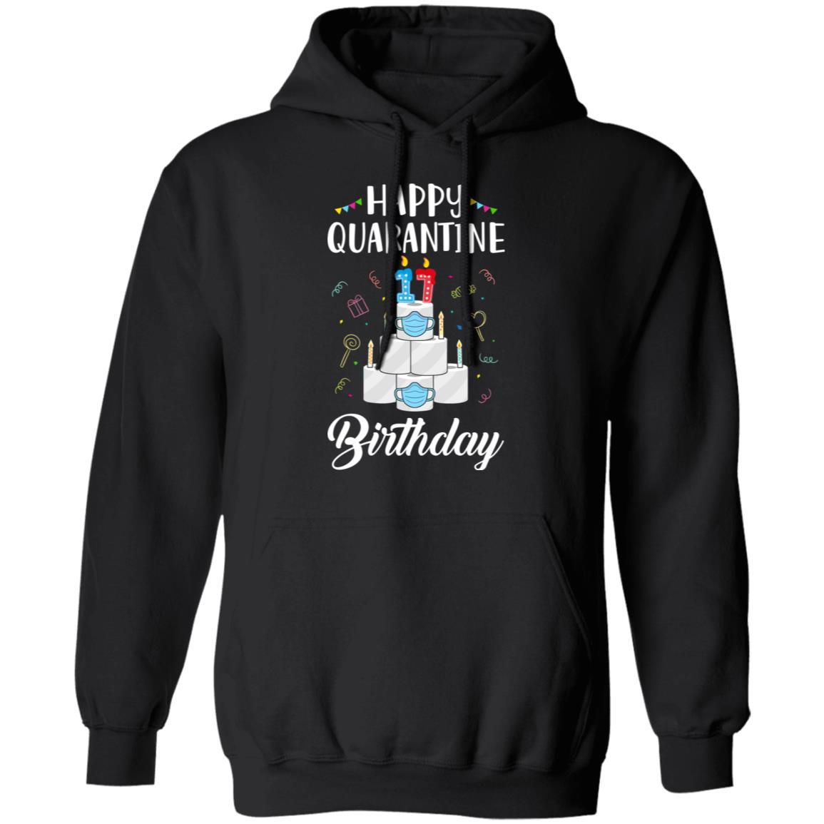 17th Birthday Gift Idea 2004 Happy Quarantine Birthday-T-Shirt & Tank Top-Pullover Hoodie-Black