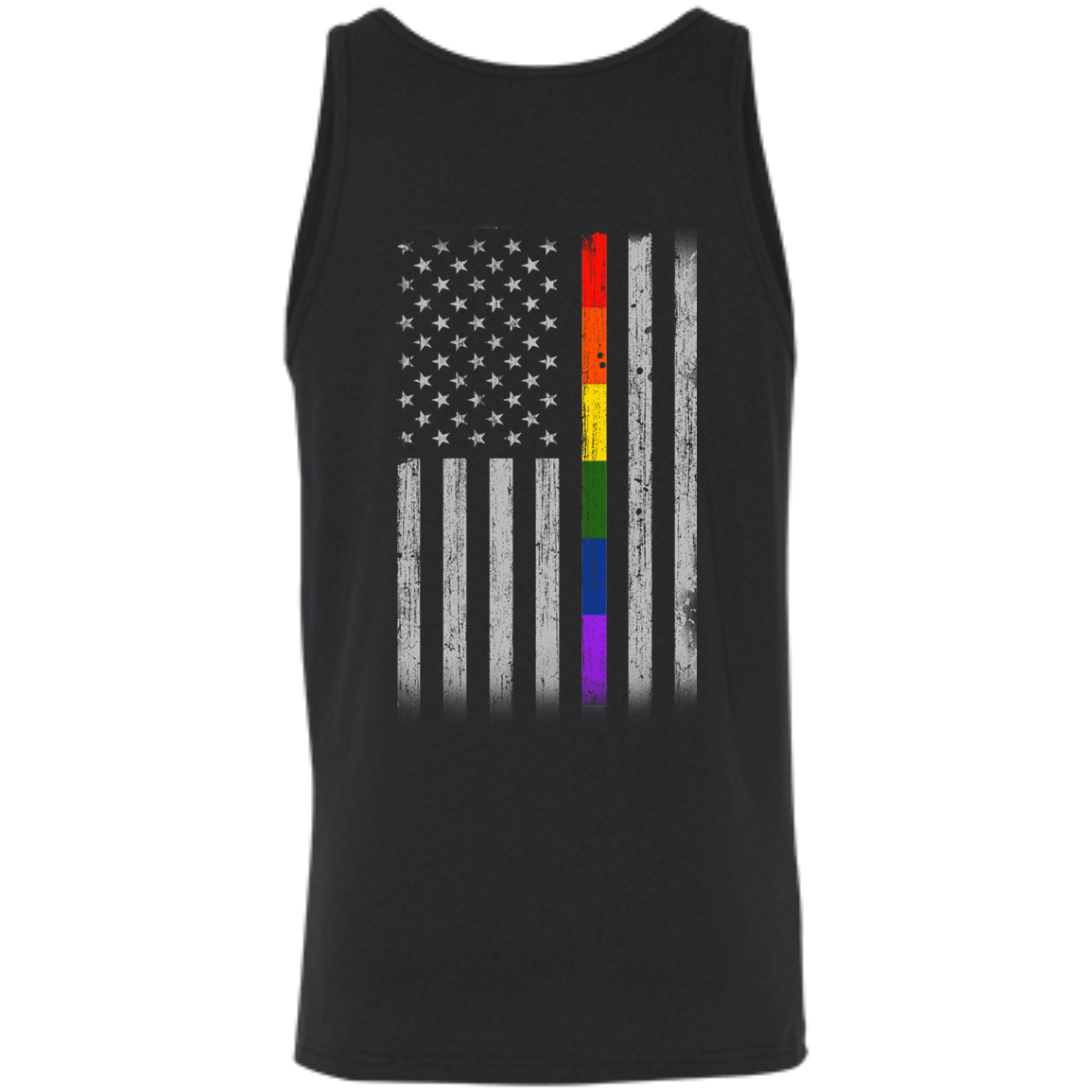 Rainbow Lesbian Gay Pride LGBT America Flag-T-Shirt & Hoodie-Unisex Tank-Black
