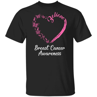 Butterfly Believe Breast Cancer Awareness Ribbon Gifts-T-Shirt & Hoodie-Classic T-Shirt-Black