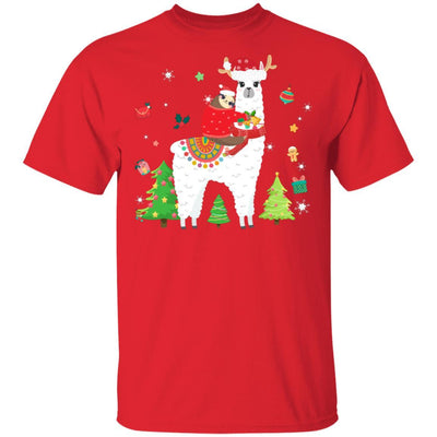 Santa Sloth Riding Llama Reindeer Christmas Gifts-T-Shirt & Sweatshirt-Classic T-Shirt-Red