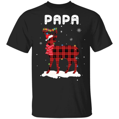 Papa Deer Red Plaid Christmas Family Matching Pajamas-T-Shirt & Sweatshirt-Classic T-Shirt-Black