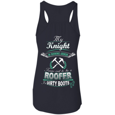 Turns out to be a ROOFER In Dirty Boots-T-Shirt & Hoodie-Women's Flowy Racerback Tank-Midnight