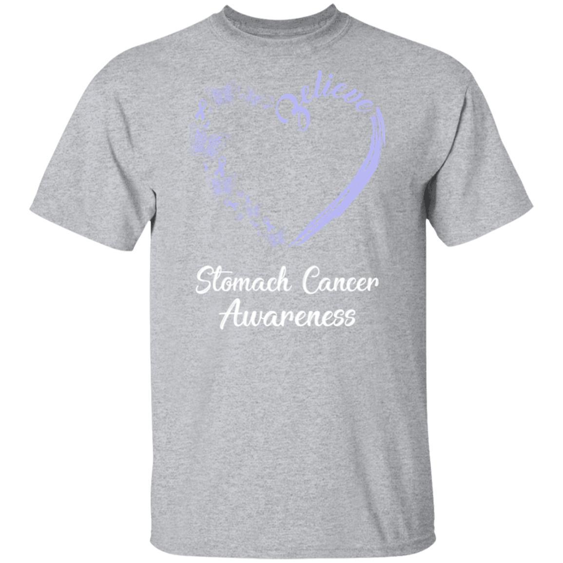 Butterfly Believe Stomach Cancer Awareness Ribbon Gifts-T-Shirt & Hoodie-Classic T-Shirt-Sport Grey