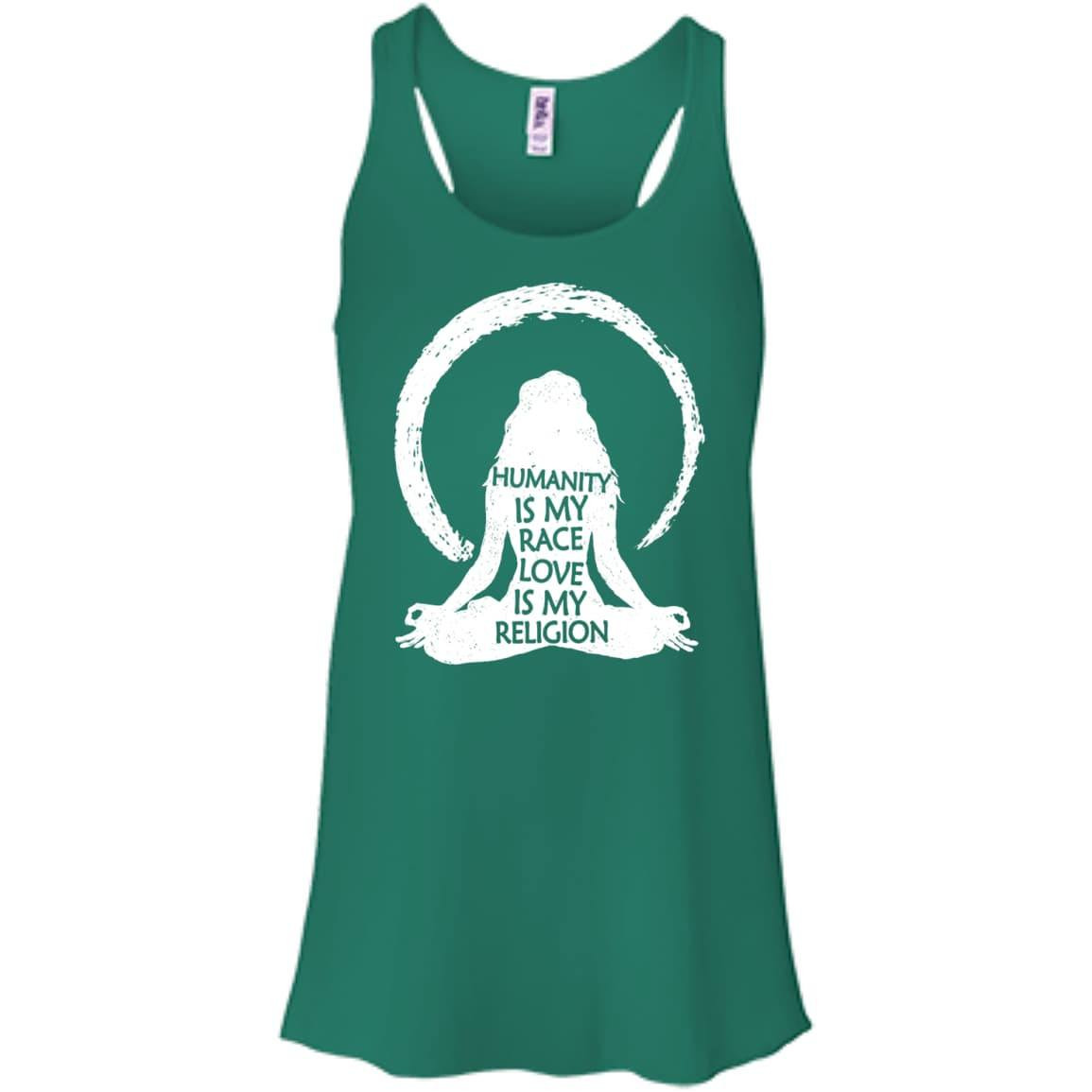 Humanity Is My Race Love Is My Religion-T-Shirt & Hoodie-Women's Flowy Racerback Tank-Kelly