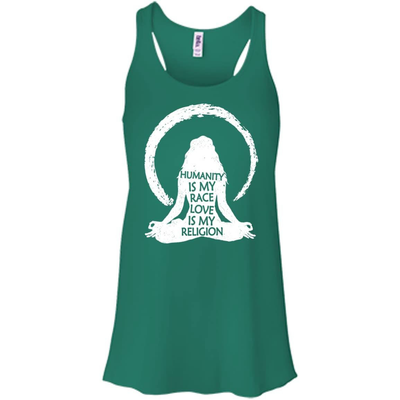 Humanity Is My Race Love Is My Religion-T-Shirt & Hoodie-Women's Flowy Racerback Tank-Kelly