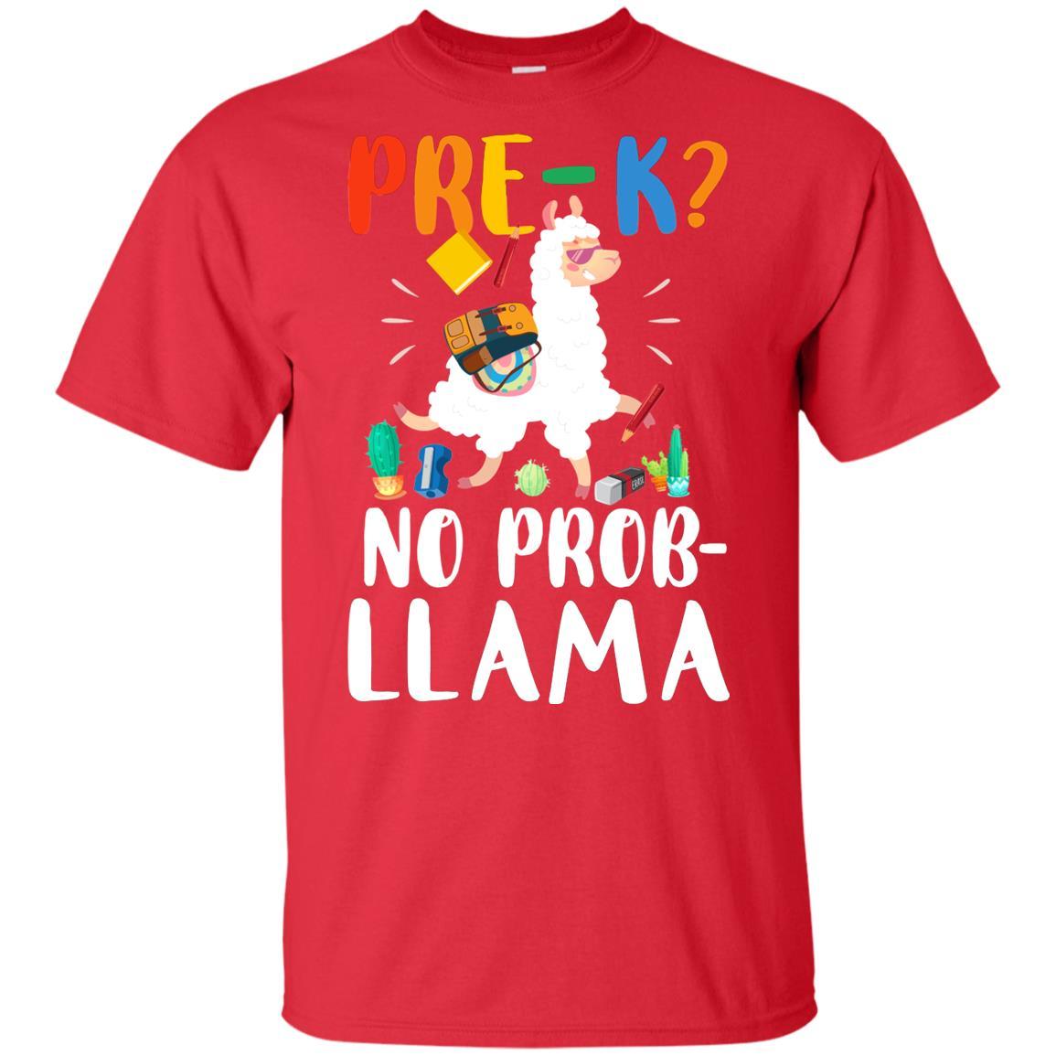 Pre-K No Prob Llama Funny First Day Of School Youth-Youth Shirt-Youth T-Shirt-Red