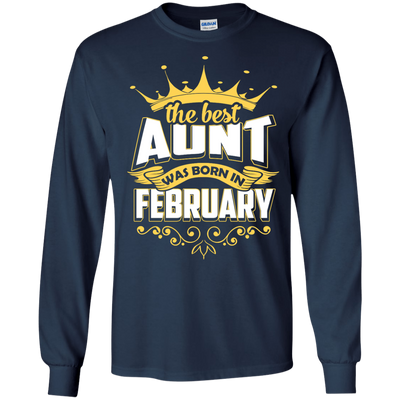 The Best Aunt Was Born In February-T-Shirt & Hoodie-Long Sleeve T-Shirt-Navy
