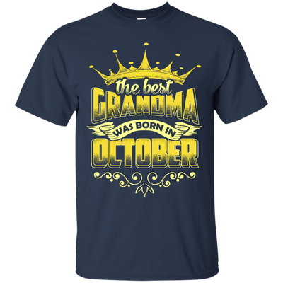 The Best Grandma Was Born In October-T-Shirt & Hoodie-Classic T-Shirt-Navy
