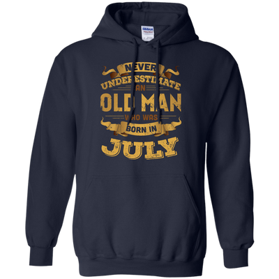 Never Underestimate An Old Man Who Was Born In July-T-Shirt & Hoodie-Pullover Hoodie-Navy