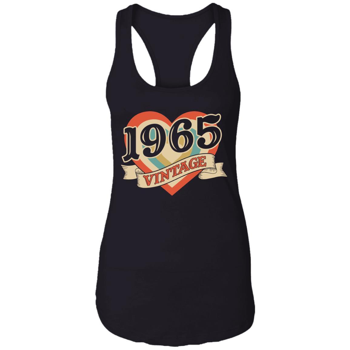56th Birthday Gifts Classic Retro Heart Vintage 1965-T-Shirt & Tank Top-Women's Ideal Racerback Tank-Black
