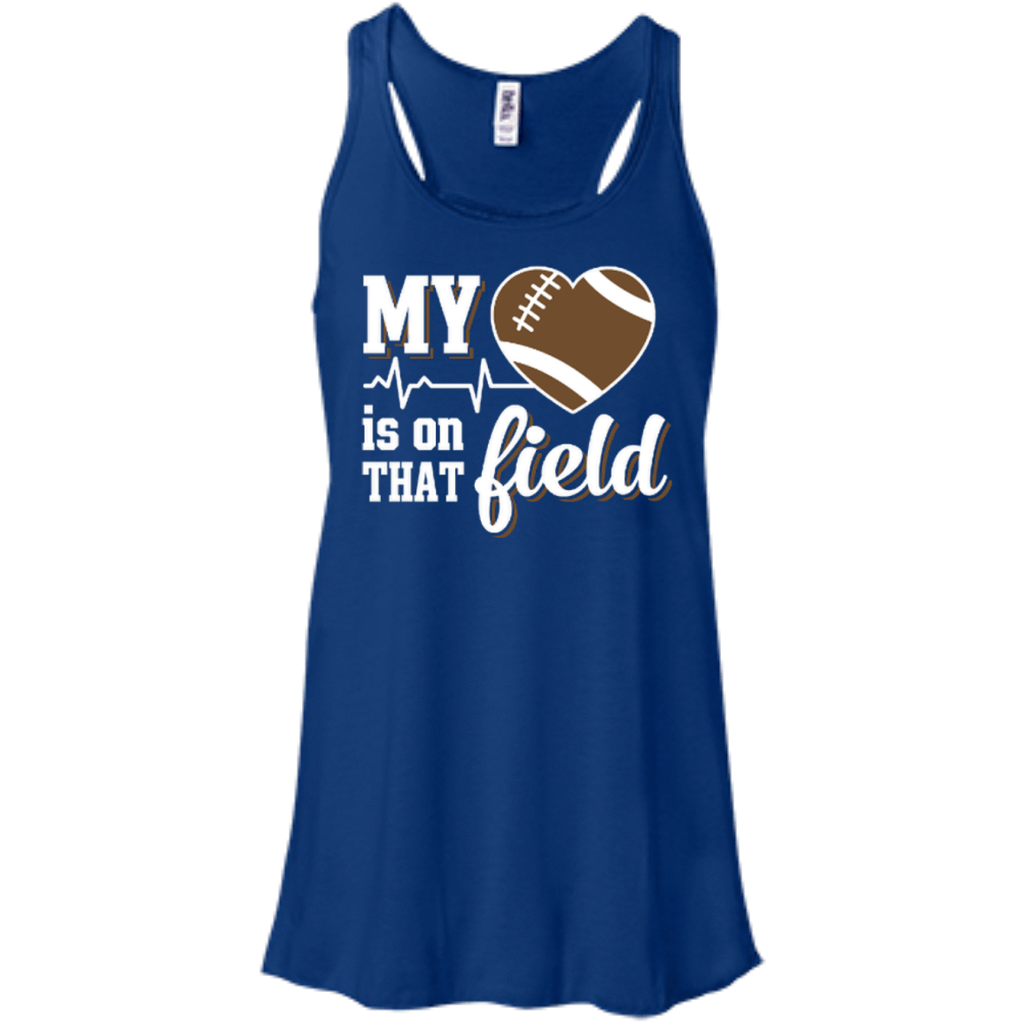 My Heart Is On That Field Football-T-Shirt & Hoodie-Women's Flowy Racerback Tank-True Royal