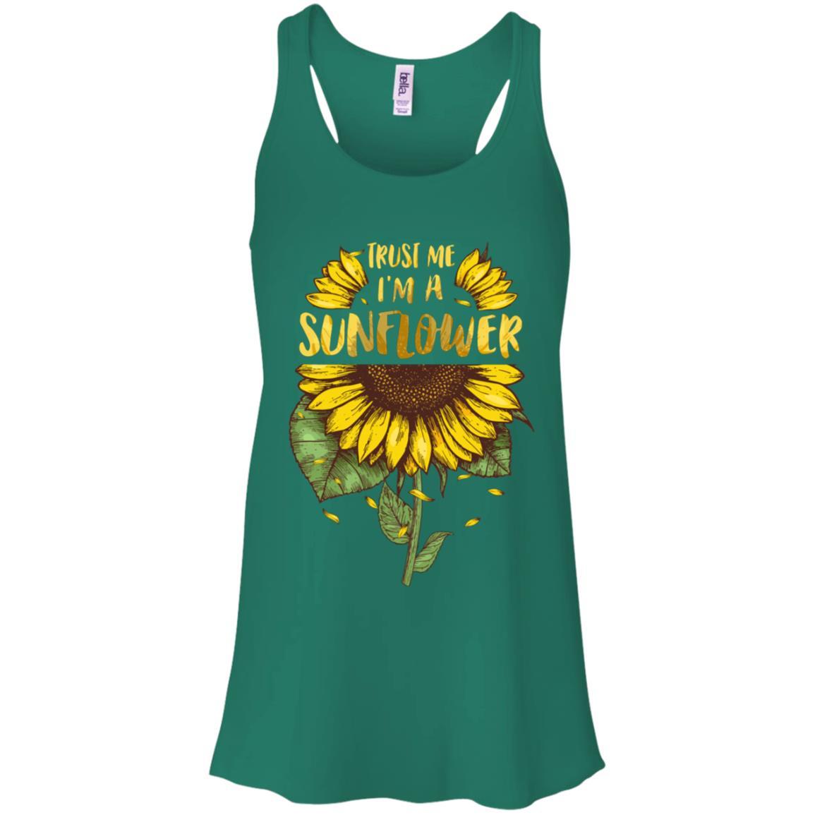 Trust Me I'm A Sunflower For Girls-T-Shirt & Tank Top-Women's Flowy Racerback Tank-Kelly Green