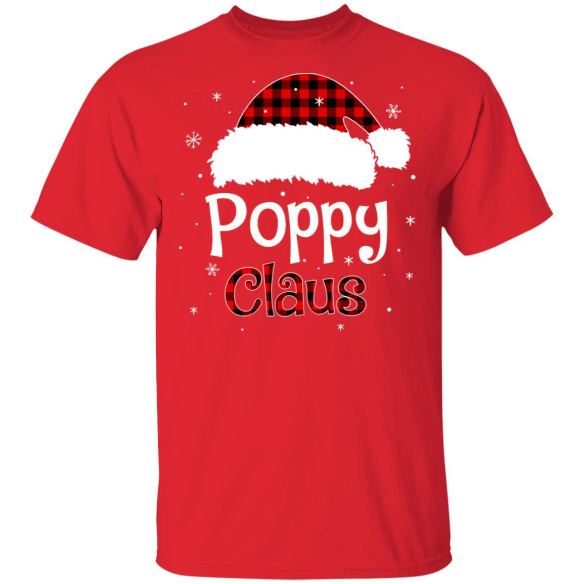 Santa Poppy Claus Red Plaid Family Pajamas Christmas Gift-T-Shirt & Sweatshirt-Classic T-Shirt-Red