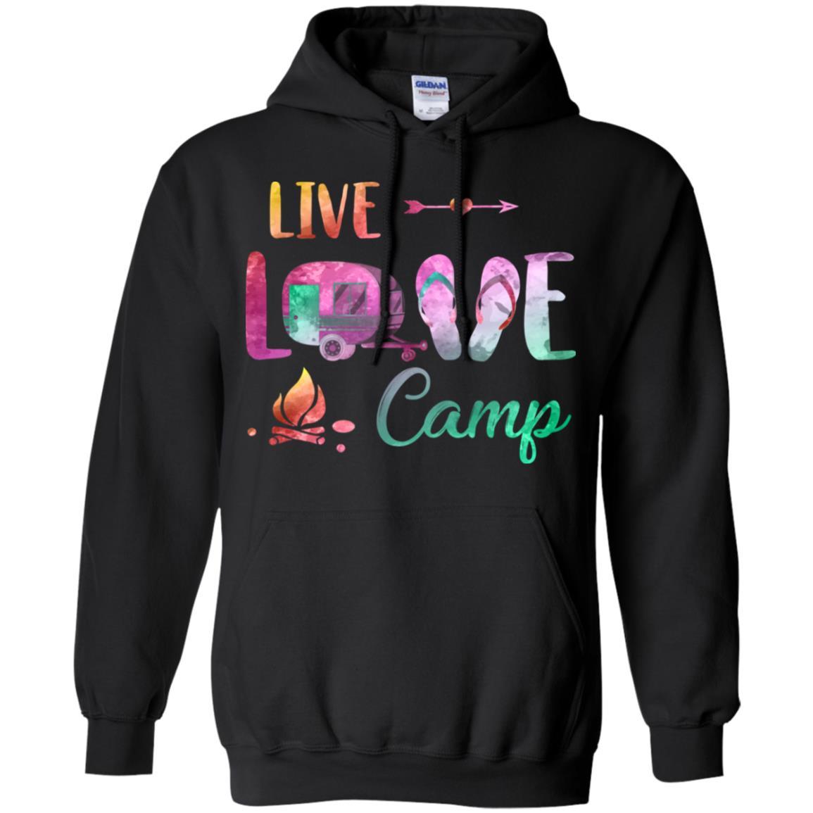 Live Love Camp Car Flip Flops Camping Gifts-T-Shirt & Tank Top-Pullover Hoodie-Black