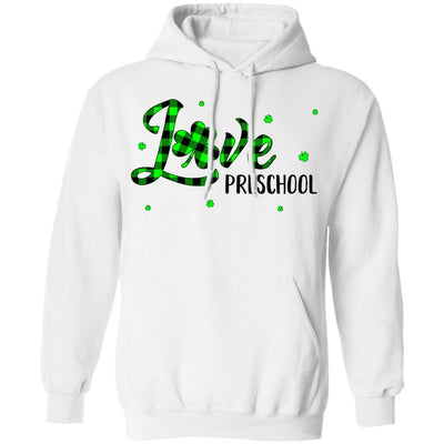 St Patricks Day Gift Preschool Teacher Plaid Shamrock-T-Shirt & Hoodie-Pullover Hoodie-White