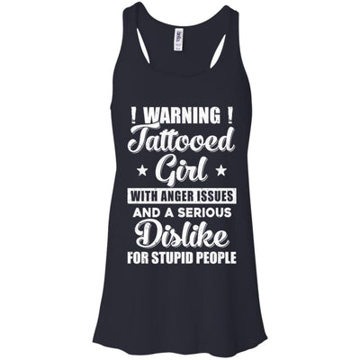 Warning Tattooed Girl With Anger Issues-T-Shirt & Tank Top-Women's Flowy Racerback Tank-Midnight