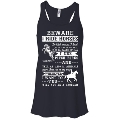 BEWARE I RIDE HORSES-T-Shirt & Hoodie-Women's Flowy Racerback Tank-Midnight