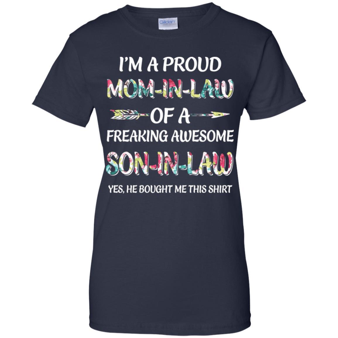Proud Mom-In-Law Mother's Day Gift From A Son-In-Law-T-Shirt & Hoodie-Women's T-Shirt-Navy