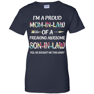 Proud Mom-In-Law Mother's Day Gift From A Son-In-Law-T-Shirt & Hoodie-Women's T-Shirt-Navy