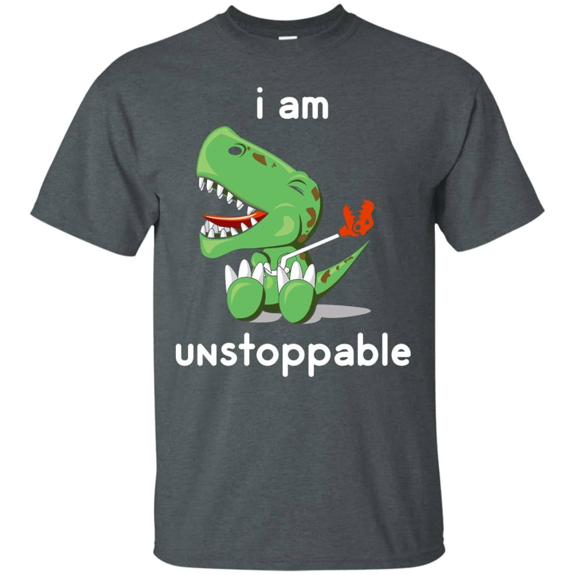 I Am Unstoppable Funny T-Rex Dinosaur-T-Shirt & Hoodie-Classic T-Shirt-Dark Heather
