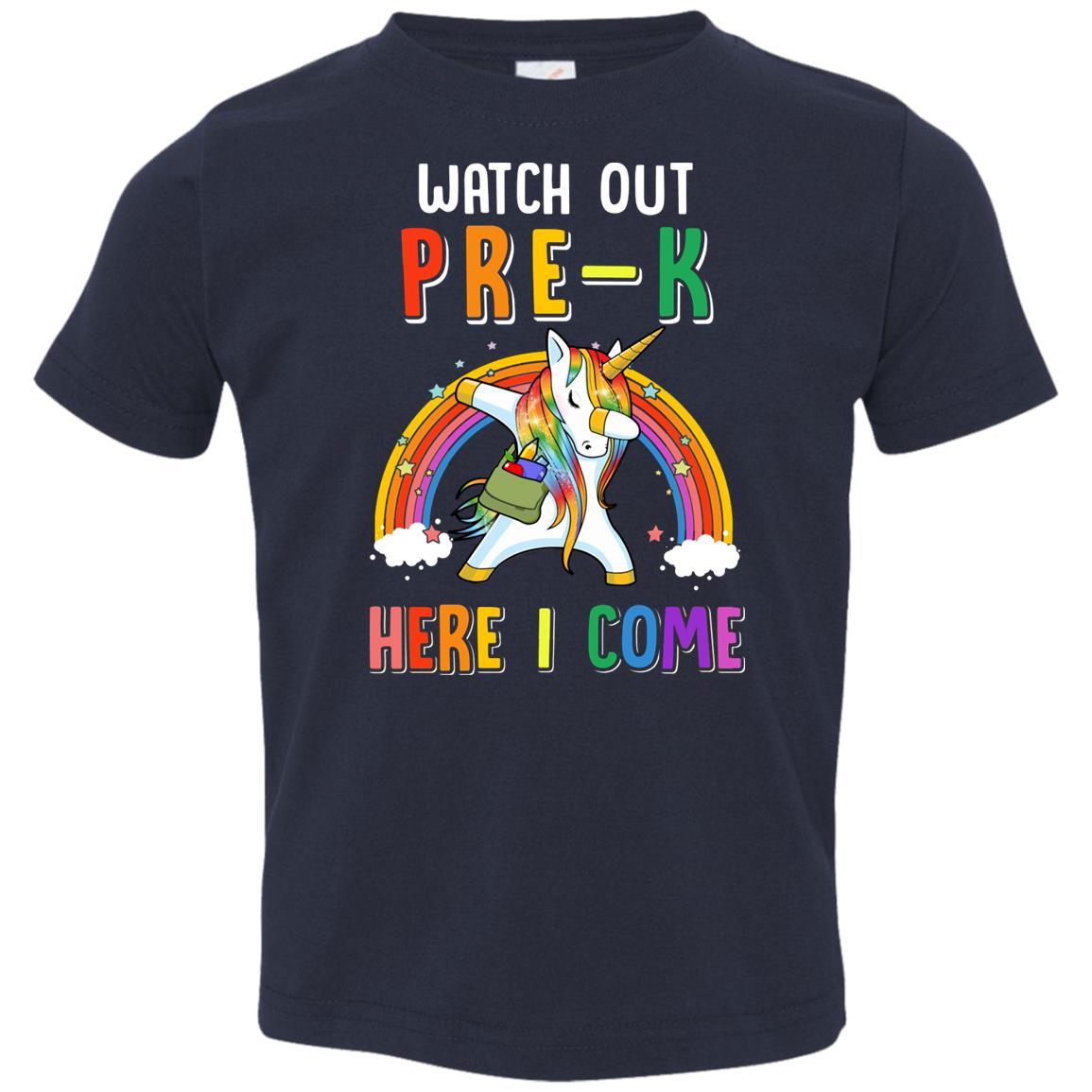 Pre-K Here I Come Unicorn Back To School Youth-Youth Shirt-Toddler T-Shirt-Navy