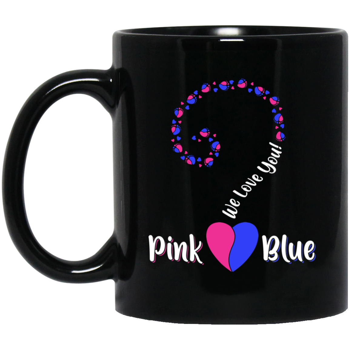 Gender Reveal Party Question Mark with Baby Feet and Heart Mug