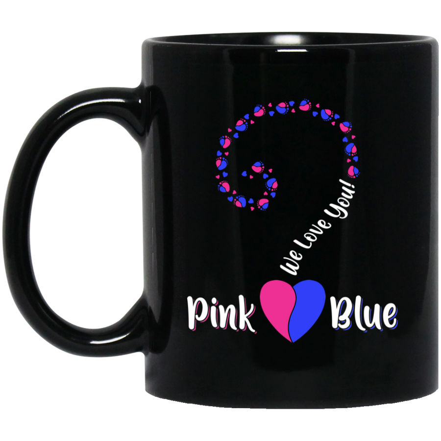 Gender Reveal Party Question Mark with Baby Feet and Heart Mug-Coffee Mug-BM11OZ 11 oz. Black Mug-Black