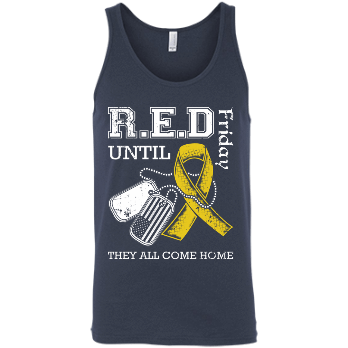 Red Friday Until They All Come Home-T-Shirt & Hoodie-Unisex Tank-Navy