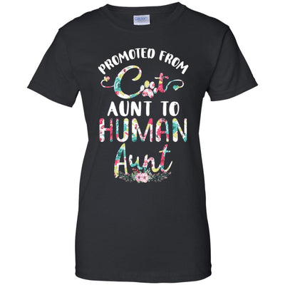 Floral Promoted From Cat Aunt To Human Aunt Gift-T-Shirt & Tank Top-Women's T-Shirt-Black