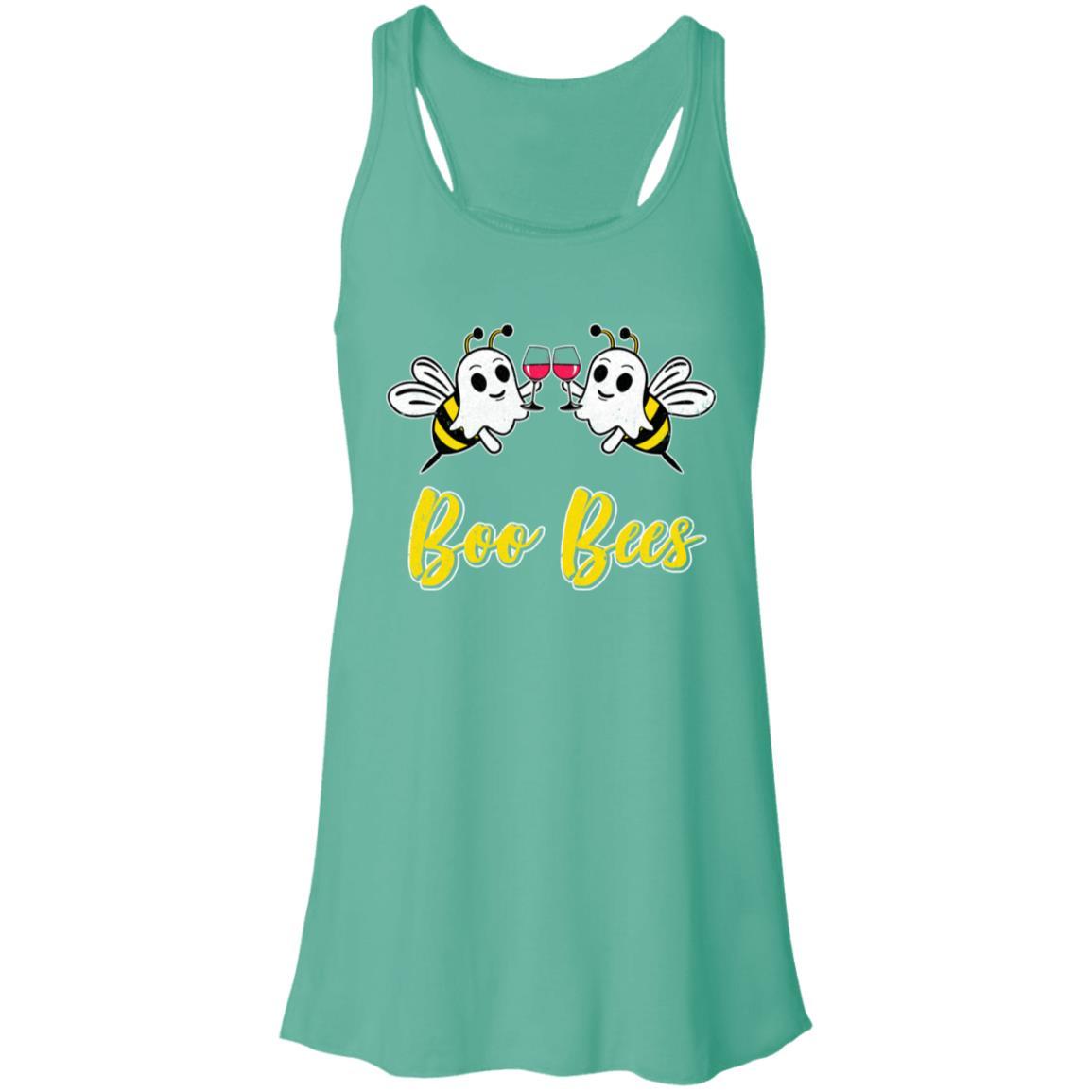 Boo Bees Drink Wine Women Funny Halloween Costume-T-Shirt & Tank Top-Women's Flowy Racerback Tank-Teal