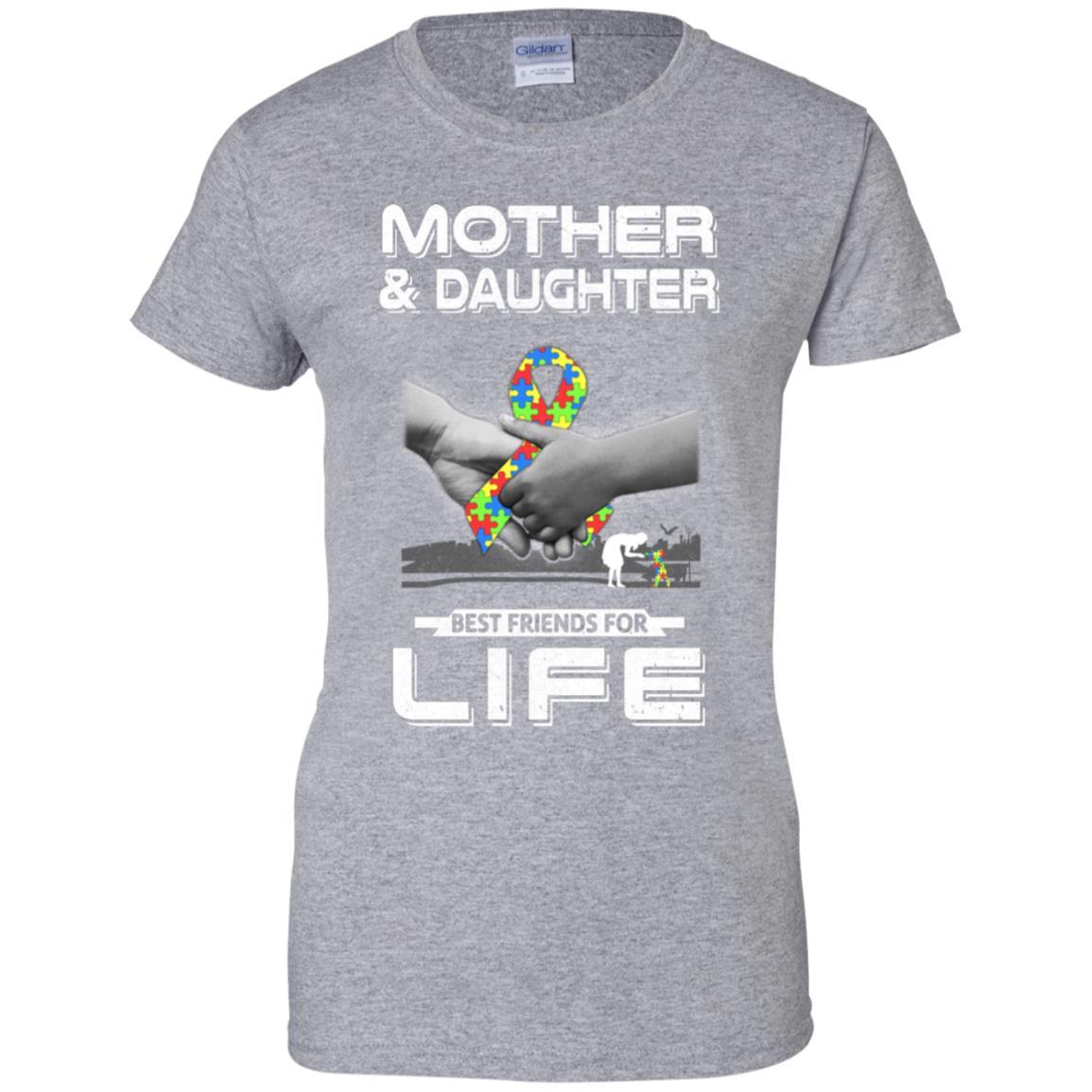 Autism Awareness Mother And Daughter Best Friends For Life-T-Shirt & Hoodie-Women's T-Shirt-Sport Grey