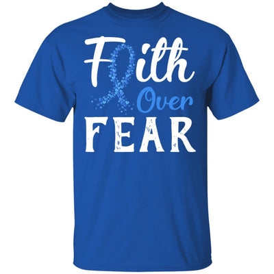 Colon Cancer Awareness Blue Ribbon Faith Over Fear-T-Shirt & Hoodie-Classic T-Shirt-Royal