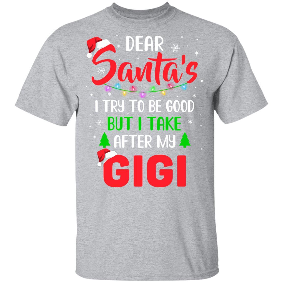 Dear Santa I Tried To Be Good But My Gigi Christmas Kids Youth-Youth Shirt-Youth T-Shirt-Sport Grey