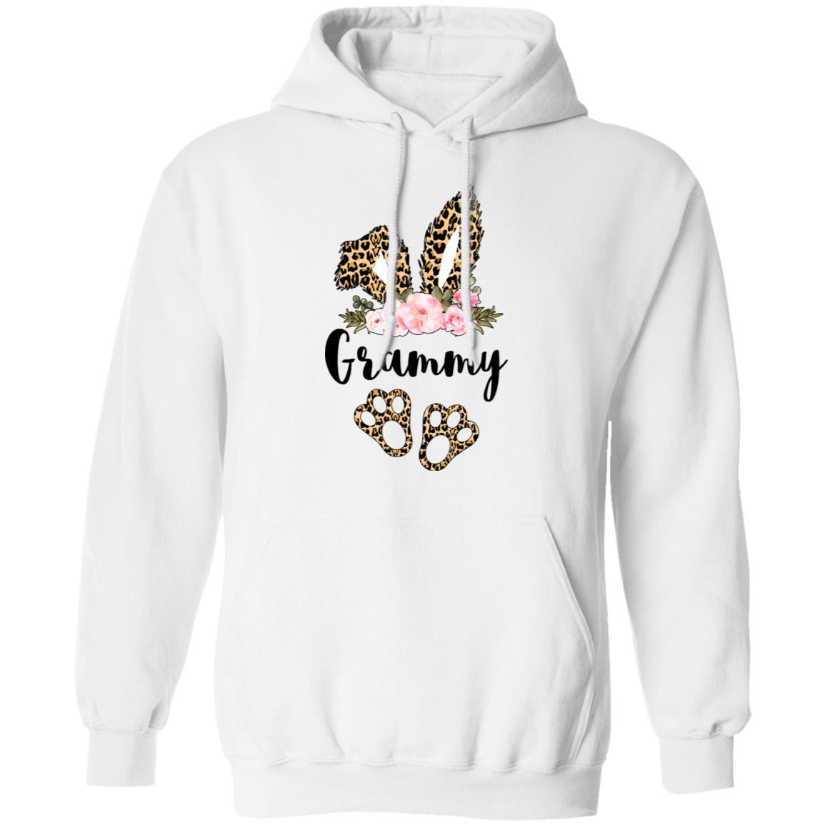 Flower Leopard Bunny Grammy Easter Day Women Gifts-T-Shirt & Hoodie-Pullover Hoodie-White