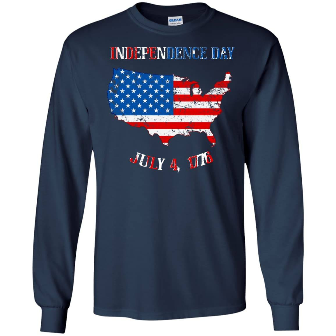 America Independence Day-T-Shirt & Hoodie-Long Sleeve T-Shirt-Navy
