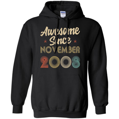 Awesome Since November 2008 Vintage 13th Birthday Gifts-T-Shirt & Hoodie-Pullover Hoodie-Black