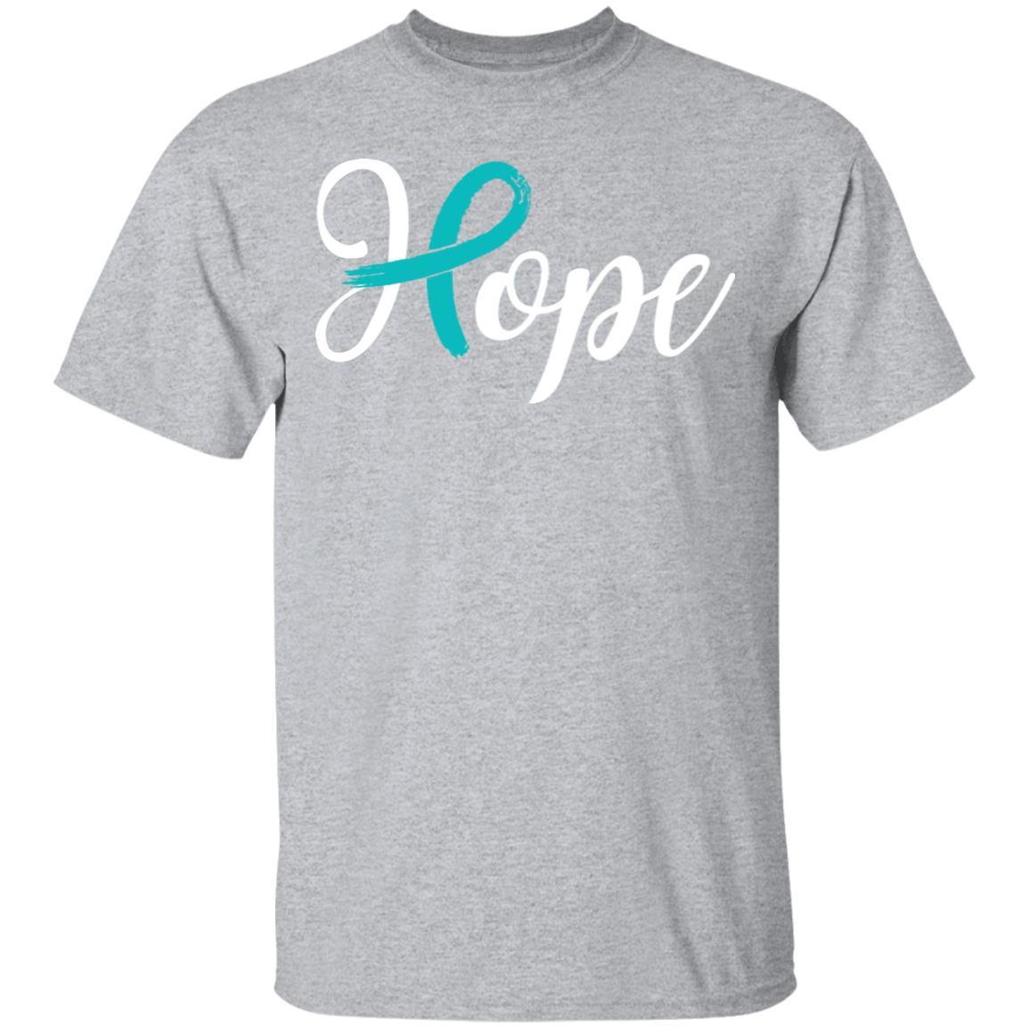 Ovarian Cancer Awareness Teal Ribbon Hope-T-Shirt & Hoodie-Classic T-Shirt-Sport Grey
