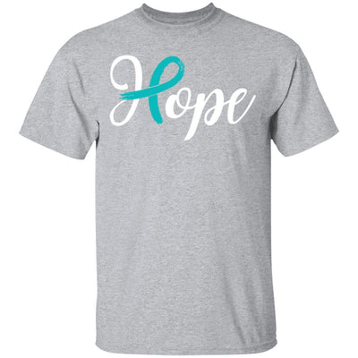 Ovarian Cancer Awareness Teal Ribbon Hope-T-Shirt & Hoodie-Classic T-Shirt-Sport Grey