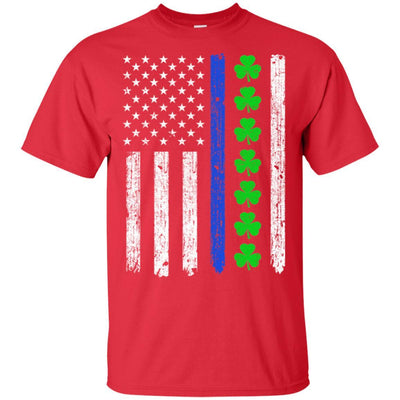 Thin Blue Line Shamrock Irish St Patricks Day Police-T-Shirt & Hoodie-Classic T-Shirt-Red