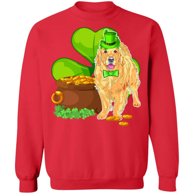 Golden Retriever St Patrick's Day Irish Dog Lover Funny Gifts-T-Shirt & Hoodie-Crewneck Sweatshirt-Red