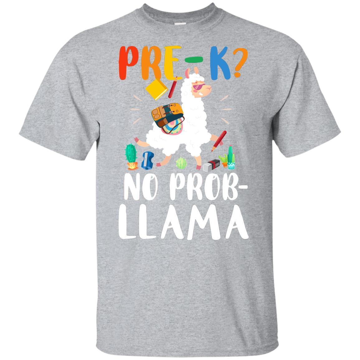 Pre-K No Prob Llama Funny First Day Of School Youth-Youth Shirt-Youth T-Shirt-Sport Grey