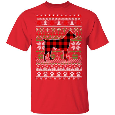 Boxer Red Plaid Ugly Christmas Sweater Gifts-T-Shirt & Sweatshirt-Classic T-Shirt-Red