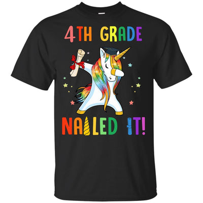Dabbing 4th Grade Unicorn Nailed It Graduation Class Of 2021 Youth-Youth Shirt-Youth T-Shirt-Black
