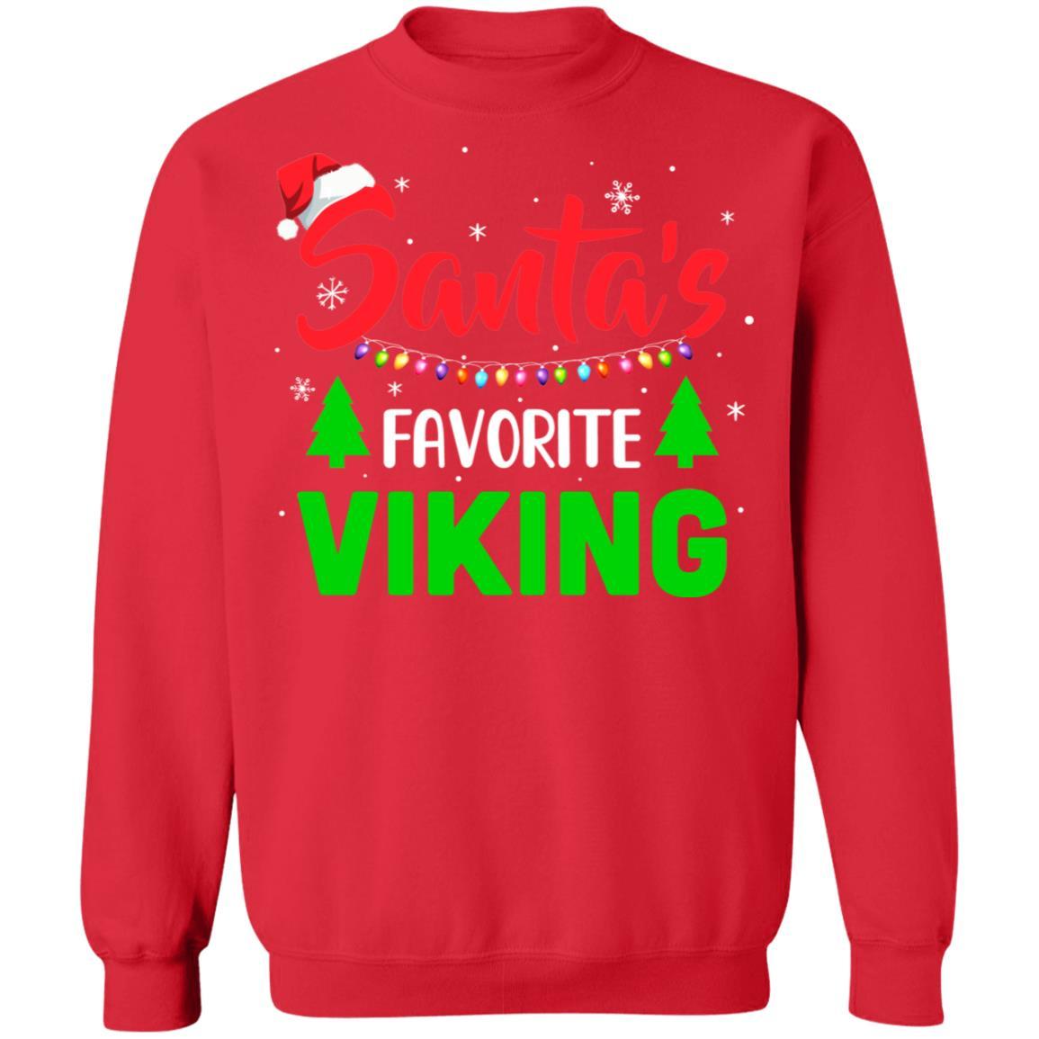 Santa's Favorite Viking Funny Christmas Xmas Gifts-T-Shirt & Sweatshirt-Crewneck Sweatshirt-Red