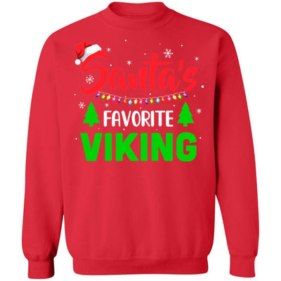 Santa's Favorite Viking Funny Christmas Xmas Gifts-T-Shirt & Sweatshirt-Crewneck Sweatshirt-Red