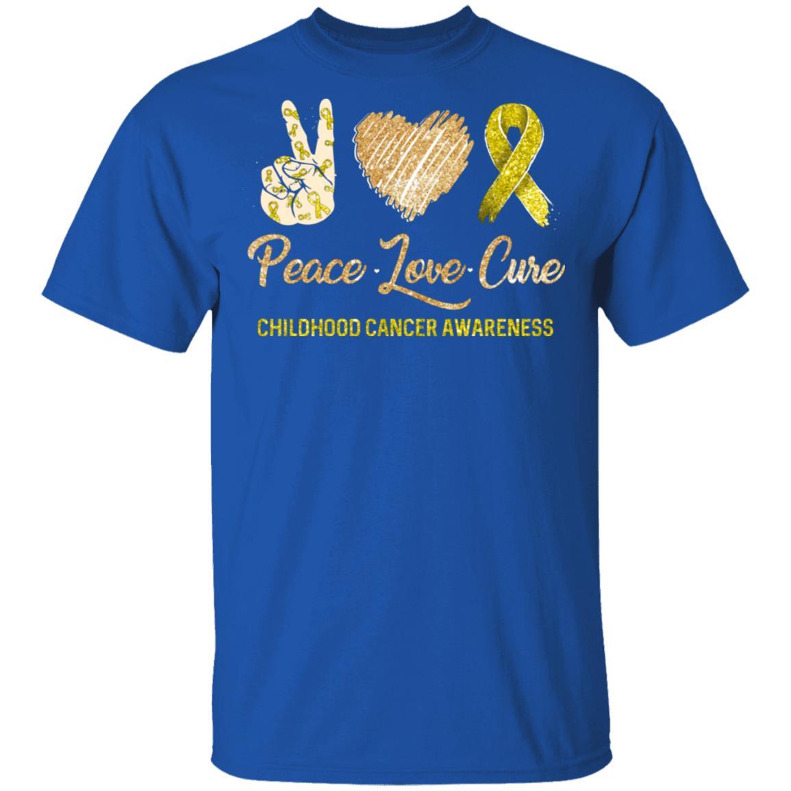 Peace Love Cure Childhood Cancer Awareness-T-Shirt & Hoodie-Classic T-Shirt-Royal
