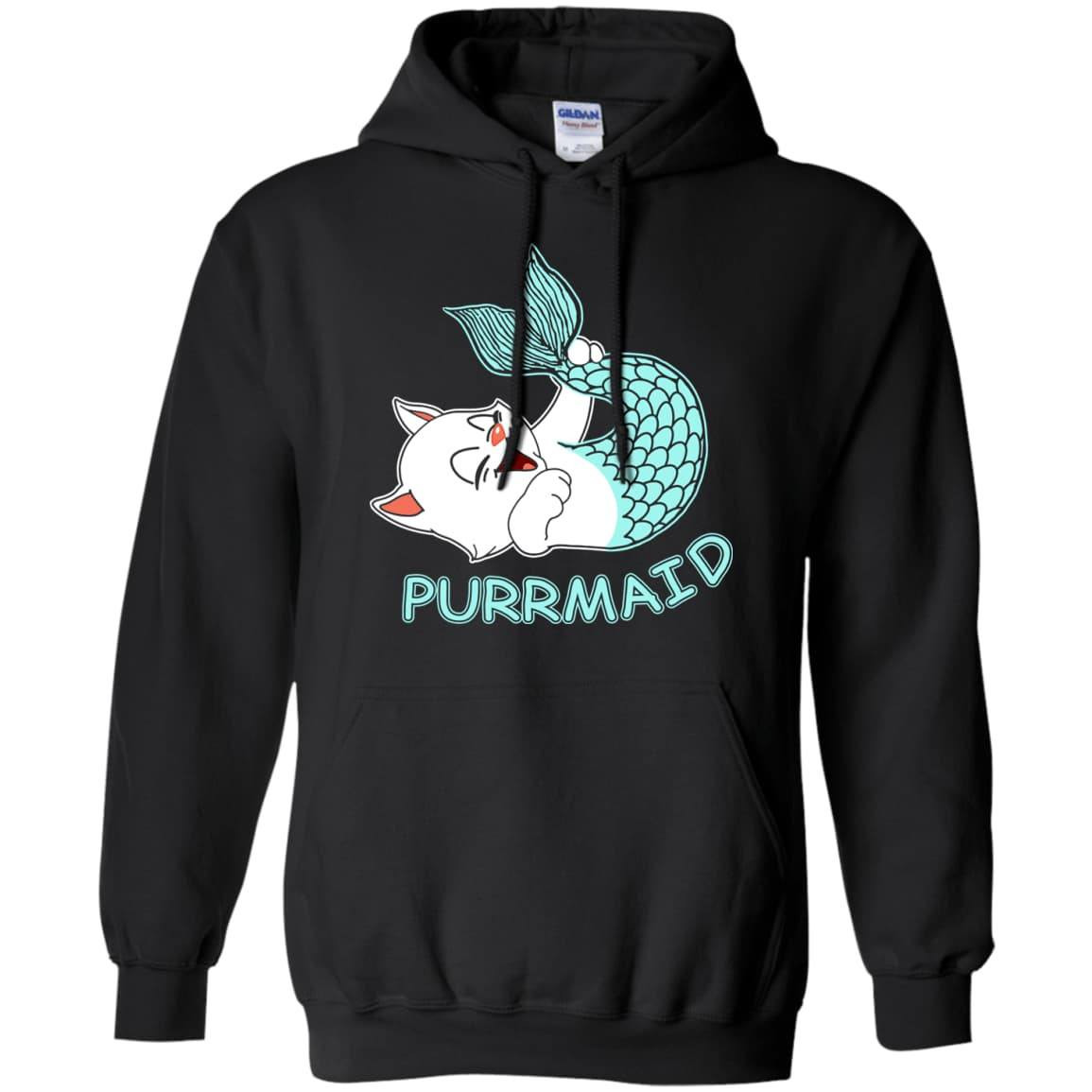Funny Purrmaid Cat Mermaid-T-Shirt & Hoodie-Pullover Hoodie-Black